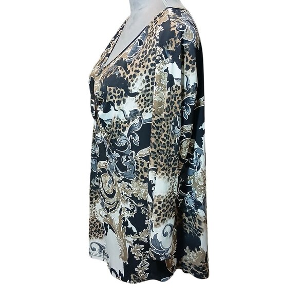 Sami & Jo Womens XL Babydoll Top Textured Animal Print Fairy Goth Grunge Blouse - Picture 3 of 7